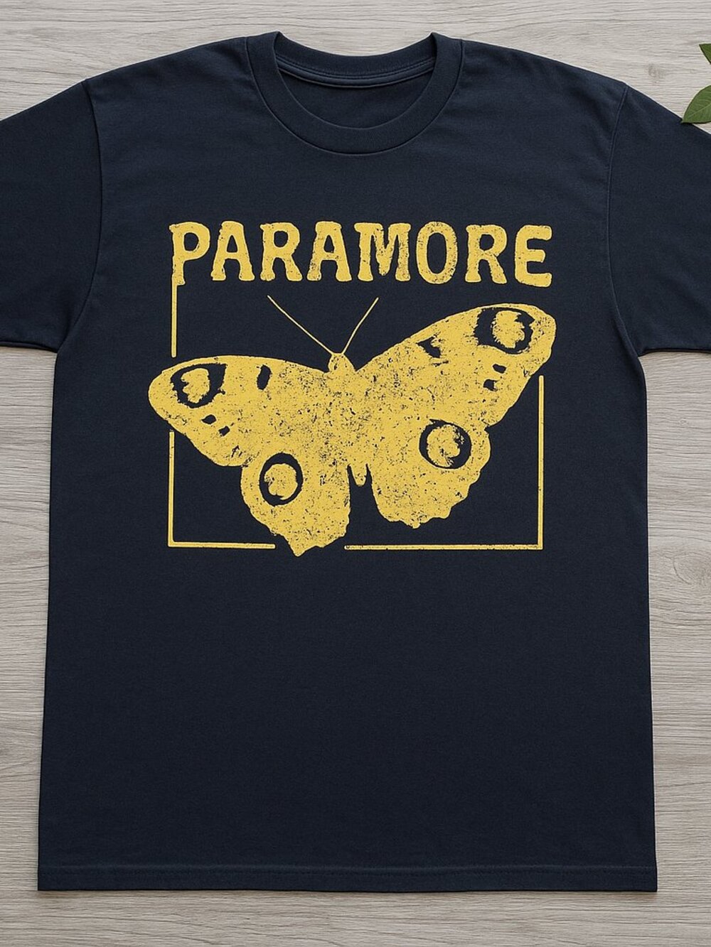 Paramore Butterfly Graphic T-Shirt Black Yellow Alternative Rock Tee